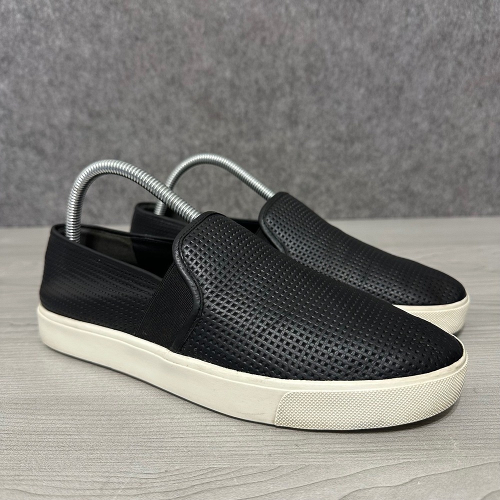 Vince Blair Perforated Leather Slip On Sneakers Black Womens Size 9 EUR 39